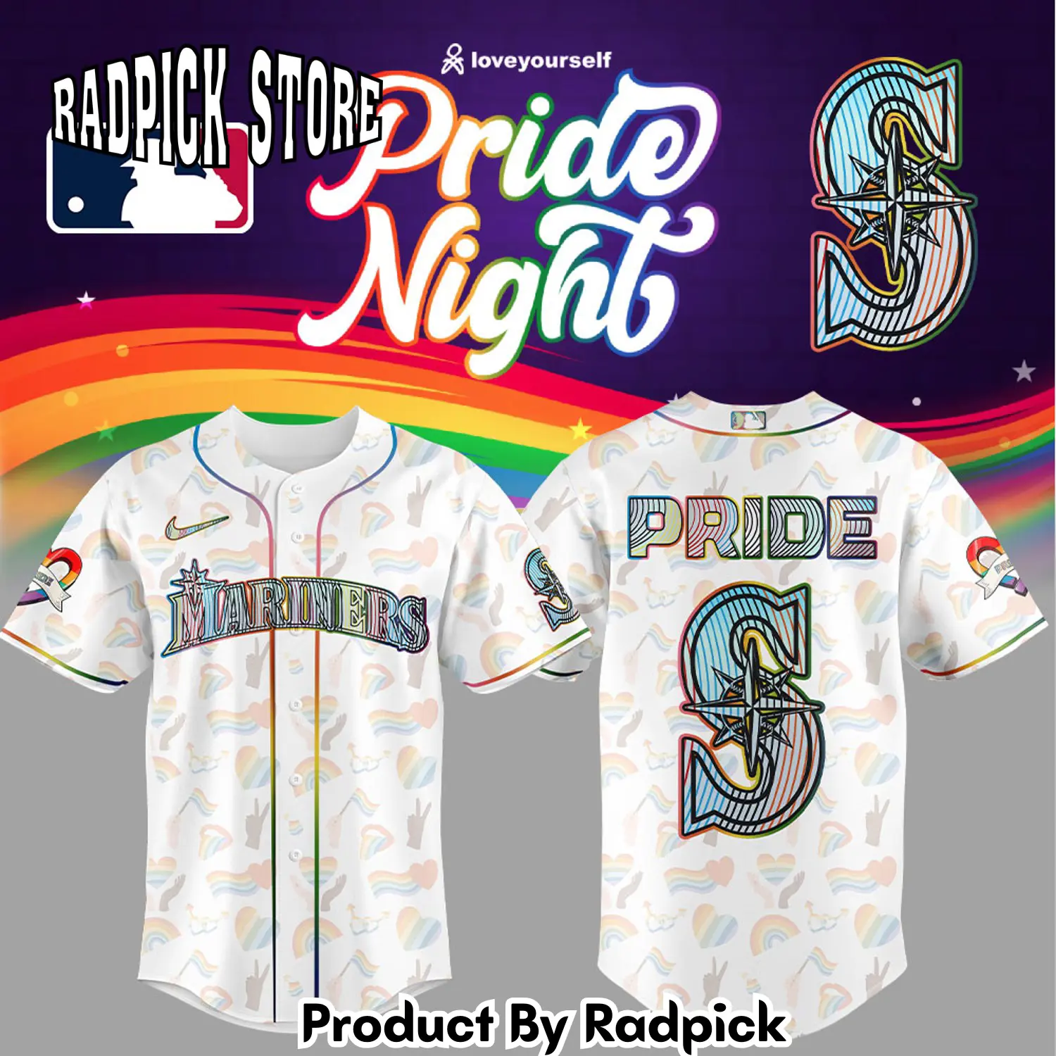 Radpick seattle mariners lgbtq pride night  new combo baseball jersey rp127112